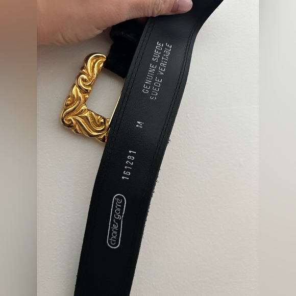Charles Garre Suede Belt with Gold Buckle - Picture 4 of 8